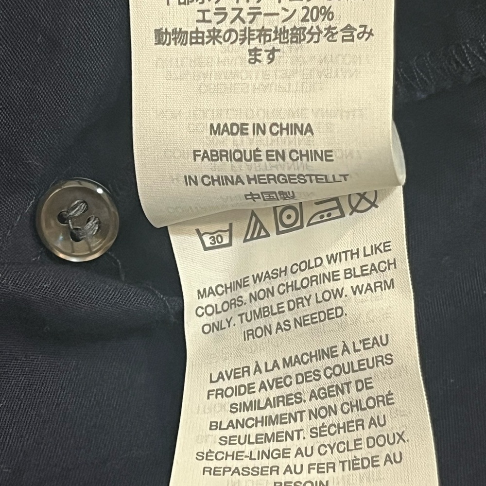 J.Crew Navy Button-Front Bodysuit Size 6 Band Collar Mixed Media Stretch Bottom - Picture 10 of 11
